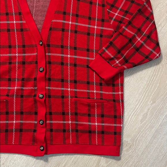 Vintage Women’s Plaid Button Down Cardigan w Pockets - Picture 3 of 7